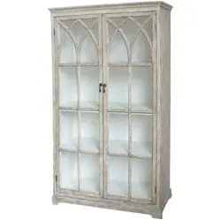 Chic Antique Shabby Chic Vitrine mit Kreuztüren, H154/B37/L90 cm sand