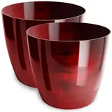 PECZEKO Blumentopf glänzender, Pflanzkübel aus Übertopf Kunststoff Dekorativer Topf für, groß und klein Pflanzen, 2er-Set blumenkübel, blumenkübel kräutertopf, (2 Pack) Rot, ø 18 cm