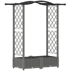 vidaXL Hochbeet mit Rankgitter und Dach 124 x 40 x 125 cm Hellgrau