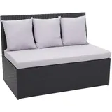 Poly-Rattan 2er Sofa MCW-G16, Lounge-Gartenbank Sitzbank Sessel, Gastronomie 120cm ~ schwarz, Kissen hellgrau