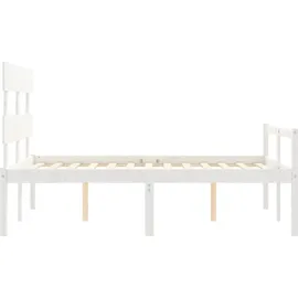 vidaXL Seniorenbett mit Kopfteil Weiß Massivholz