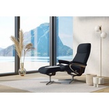 Stressless Stressless® Relaxsessel »View«, (Set, Relaxsessel mit Hocker), mit Hocker, mit Cross Base, Größe S, M & L, Holzakzent Braun, blau