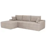 Juskys Sofa Coredo - modernes Cord Sofa mit Ottomane Links, gemütliche Couch mit Schaumstoffpolsterung, Cordbezug - Kissen, modular - Taupe