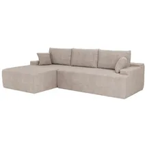 Juskys Sofa Coredo - modernes Cord Sofa mit Ottomane Links, gemütliche Couch mit Schaumstoffpolsterung, Cordbezug - Kissen, modular - Taupe