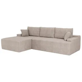 Juskys Sofa Coredo - modernes Cord Sofa mit Ottomane Links, gemütliche Couch mit Schaumstoffpolsterung, Cordbezug - Kissen, modular - Taupe