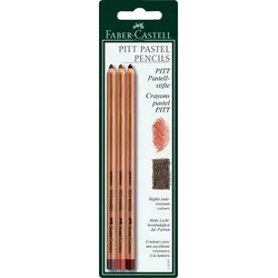 FABER CASTELL Künstlerfarbstifte Pitt sepia hell dunkel + rötel 3 Stück auf Blisterkarte