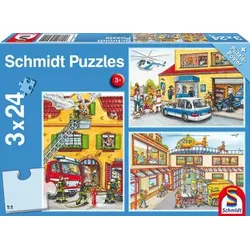 SCHMIDT SPIELE 56215 Feuerwehr und Polizei, 3x24 Teile