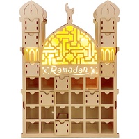 FUFRE Ramadan Kalender Kinder LED Holz Adventskalender Ramadan Deko Handmade Eid Mubarak Kalender Ramadan Countdown Calendar Geschenk Ramadan Dekoration für Kinder Erwachsene (A)