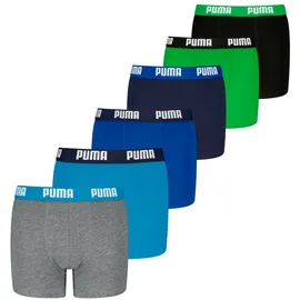 Puma Jungen Boxer Shorts, 6er Pack, » EVERYDAY BASIC BOXERS 6P ECOM Cotton Stretch Blau/Grau/Grün 170/176,