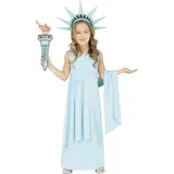 Fiestas Guirca Freiheitsstatue Kostüm für Mädchen - Alter 5-6 Jahre - USA Kinder Kostüm Statue of Liberty inkl. Zackenkrone u. Fackel - Amerika Länderkostüm für Karneval, Fasching, Halloween