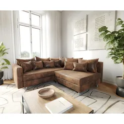DELIFE Ecksofa Clovis Braun Antik Optik modular Armlehne Ottomane Links, Design Ecksofas, Couch Loft, Modulsofa, modular