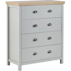 Kommode grau / heller Holzfarbton 4 Schubladen CLIO