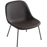 Fiber Lounge Chair, tube base, easy leder root / schwarz