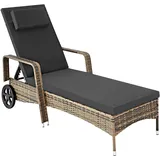 Tectake Rattan Sonnenliege 200 x 70 x 33 cm Grau