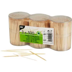 Papstar Zahnstocher, Holz im Spender 10054 , 1 Packung = 1500 Stück, Länge: 6,7 cm