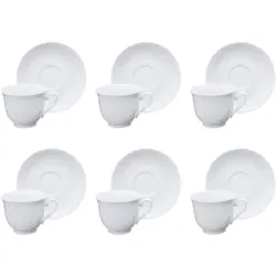 Excelsa Set Von 6 Teatassen Mit Untertassen Elisa Rococo' Porzellan 21 Cl Weiß