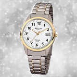 Regent Herrenuhr silber grau gold Elegant Titanuhr Analoguhr URF430