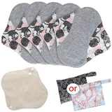 MQUPIN Wiederverwendbare (grey)5 Stück Reusable Cotton Pads Waschbare Slipeinlagen, Waschbar Damenbinden für Menstruation, Auslaufsicheres Design, Geeignet für alle Frauen