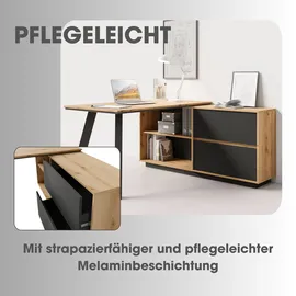 byLIVING Winkelschreibtisch TALOS Eiche / Schwarz