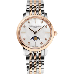 Frederique Constant Classics Slimline Ladies Moonphase FC-206MPWD1S2B - Perlmutter,weiß,Edelstahl & roségold - 30mm