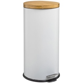 5five Simply Smart Mülleimer mit bambusdeckel 30l weiß