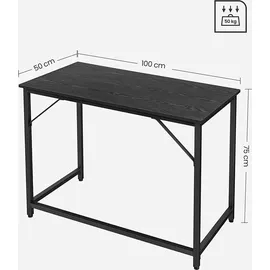 VASAGLE Schreibtisch schwarz rechteckig, 4-Fuß-Gestell schwarz 100,0 x 50,0 cm