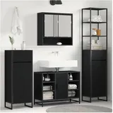 vidaXL Badezimmerschrank mit Tür 40 x 100 x 30 cm Schwarz/Eichen-Optik