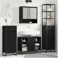 vidaXL Badezimmerschrank mit Tür 40 x 100 x 30 cm Schwarz/Eichen-Optik