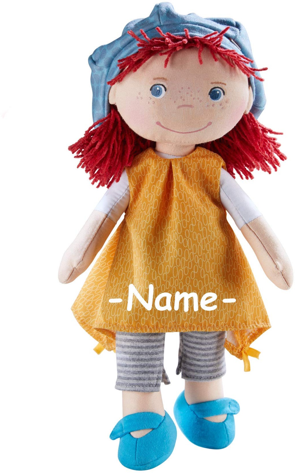 Haba Puppe Weichkörper individuell Bestickt mit Name | Kleine Puppe mit Stoffkörper ca. 30 cm | Babypuppe ab 1 Jahr für Jungs und Mädchen | Haba Puppe waschbar & anziehbar | Geschenk für Geburt
