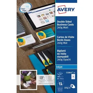Avery Zweckform Visitenkarten C32015-25 matt weiß 260 g/qm