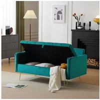 Merax 2-Sitzer, Polstersofa mit Rückenkissen,Samt-Sofa,Schlafcouch mit Staurum grün