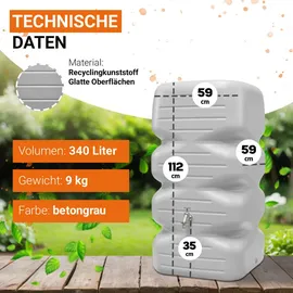 GARANTIA Gartentank Cubus 340 l Betongrau