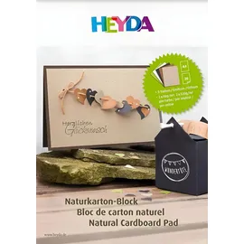 Heyda Naturkarton-Block A4 chamois hellbraun schwarz weiss maigrün