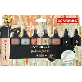 Stabilo Textmarker BOSS ORIGINAL NatureCOLORS 8er Pack - beige, warmgrau, grünerde, siena, schlammgrün, umbra, 2x schwarz