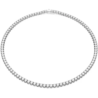 Swarovski Matrix Tennis Halskette, Rundschliff, Weiß, Rhodiniert