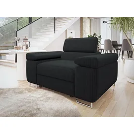 Mirjan24 Sessel Torezio Cord 134 x 90 x 102 cm Schwarz mit Einstellbaren Kopfstützen