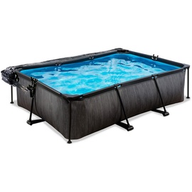 EXIT TOYS EXIT Black Wood Pool 220x150x65cm mit Filterpumpe und Abdeckung - schwarz