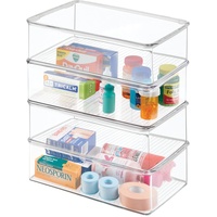 mDesign 4er-Set Aufbewahrungsbox mit Deckel – praktische Kunststoffbox für den Medizinschrank – stapelfähige Aufbewahrungsbox – durchsichtig