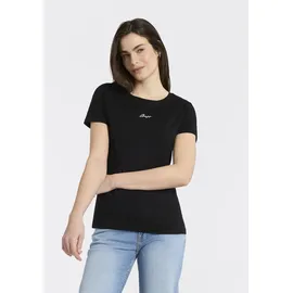 Boss ORANGE T-Shirt Elove Embro Premium Damenmode mit Rundhals, Slim Fit schwarz XL (42)
