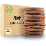 Haarallerliebst Haargummi Damen 20er Set – Haargummis ohne Metall aus Bio-Baumwolle & Naturkautschuk – Zopfgummi hellbraun für starken Halt – Schonend zu Haar & Umwelt