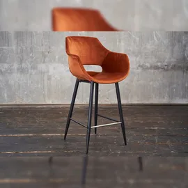 KAWOLA Barhocker ZAJA Barstuhl Sitzhöhe 76 cm Velvet cognac
