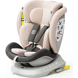 TWT I-SIZE Plus DELUXE LightPink Kindersitz mit 360 Grad drehbarem Isofix-System-BUF BOOF 0, 36 kg - milchig