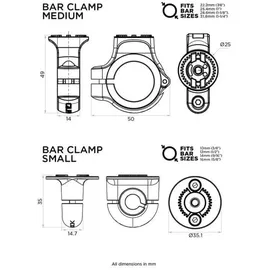 QUAD LOCK Lenkerklemmfuß 360 Medium Schwarz für Ø 22-32 mm
