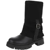 Ital-Design Plateaustiefel Damen Schwarz 38