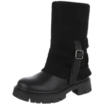 Ital-Design Plateaustiefel Damen Schwarz 38