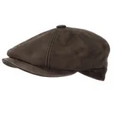 WEROR Herren & Damen Schiebermütze aus Leder Flatcap Schirmmütze Mütze WEROR-263.1 (54, Braun) - 54