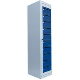 Lüllmann Schließfachschrank enzianblau, lichtgrau 526411, 10 Schließfächer 40,0 x 50,0 x 180,0 cm