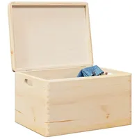 VidaXL Holzkiste mit Deckel und Griffen 40x30x23 cm Massivholz