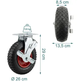 Relaxdays Lenkrolle mit Bremse 3.00-4 2er Set 120 kg