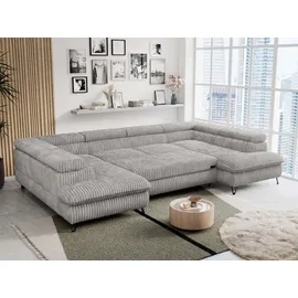 MKS Meble Ecksofa U-form Cord 3-Sitzer Hellgrau
